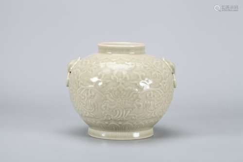 A Chinese Celadon-Glazed Porcelain Jar