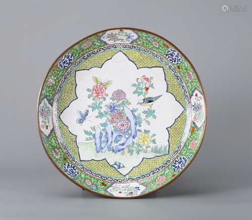 A Chinese Bronze Enamel Plate