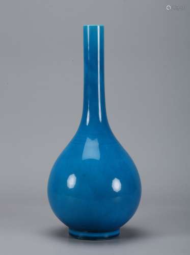 A Chinese Lapis-Lazuli-Blue Glazed Porcelain Vase