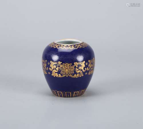 A Chinese Blue Glazed Porcelain Brush Pot