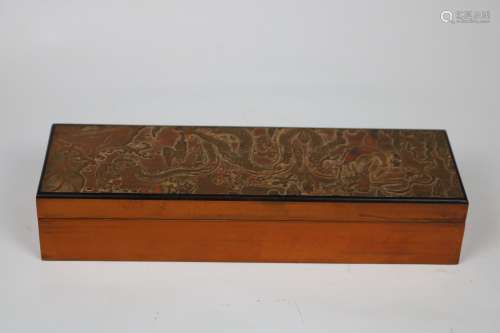A Chinese Carved Wood Box with Cover