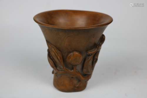 A Chinese Carved Boxwood Cup