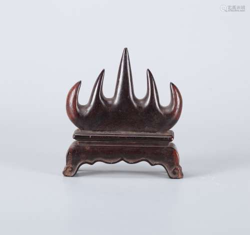 A Chinese Carved Zitan Brush Rest