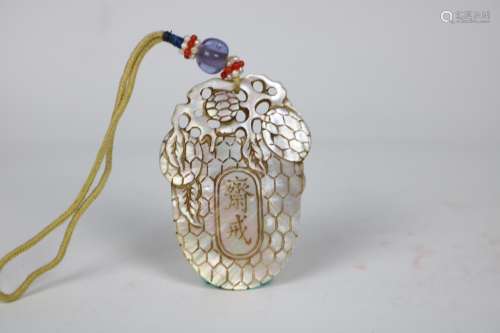 A Chinese Carved Mother of Pearl Pendant