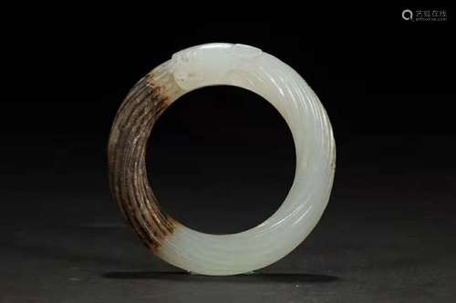 A Chinese Carved Jade Ring Pendant