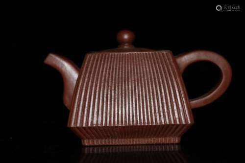 A Chinese Carved Yixing Clay Tea Pot