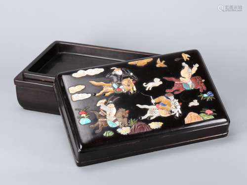 A Chinese Lacquer Square Box with Cover