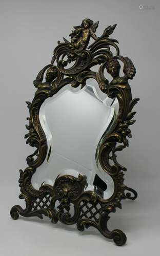 Antique Louis XV Silvered Bronze Figural Mirror