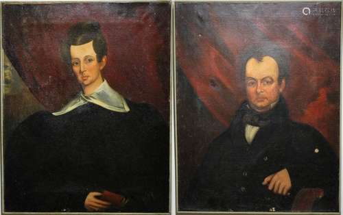 (2) 19th C. American School Portraits