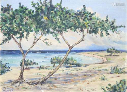 Signed, 20th C. Coastal Painting of Aruba