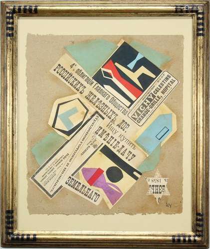 Russian School, Avant-Garde Collage. Signed