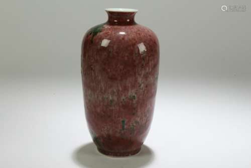 A Chinese Overlay Red-dotted Porcelain Vase