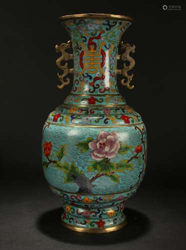 An Estate Chinese Duo-handled Bat-framing Cloisonne