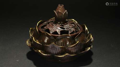 A Chinese Lotus-portrait Estate Censer