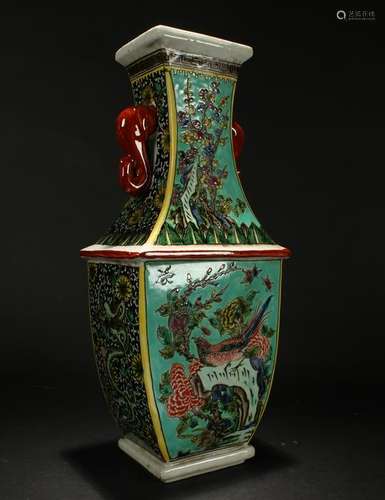 A Chinese Duo-handled Estate Porcelain Vase Display