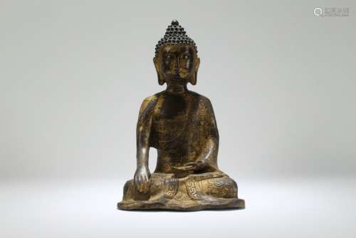 A Chinese Religious Pondering-pose Buddha Statue
