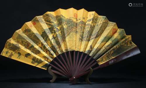 An Estate Chinese Story-telling Display Fan
