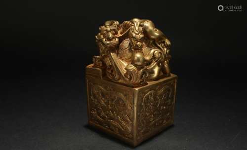 An Estate Chinese Myth-beast Religious Gilt Seal