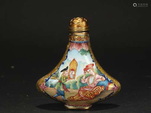 A Chinese Western-portrait Fortune Snuff Bottle