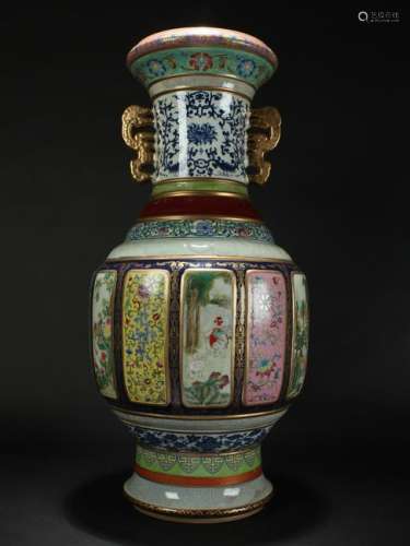 A Chinese Detailed Mother-of-Porcelain Massive Vase