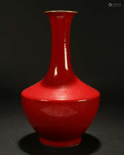 A Chinese Overlay-red Narrow-opening Porcelain Vase