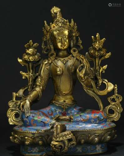 An Estate Tibetan Religious Cloisonne Buddha Statue