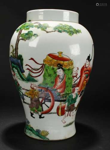 A Chinese Story-telling Estate Porcelain Display Vase