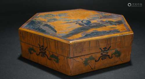An Estate Chinese Hexa-fortune Story-telling Lacquer
