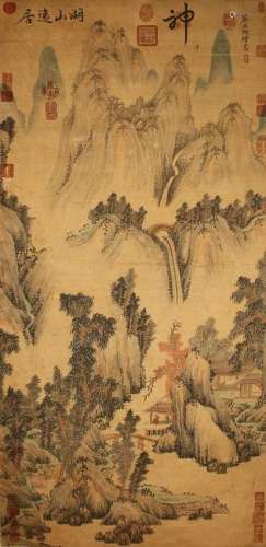 A Chinese Mountain-view Lake-sceen Detailed Scroll