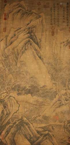 An Estate Chinese Mountain-view Detailed Scroll Display
