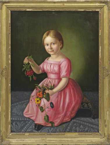 H. Humke(Deutscher Porträtmaler des Biedermeier. Tätig um 1828-1851)MädchenbildnisAuf einem Kissen