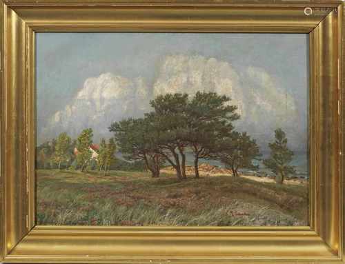 Willy Hermann(1895 Spandau - 1963 ebenda)Märkische Sommerlandschaft mit Kirchdorf und Kiefern am