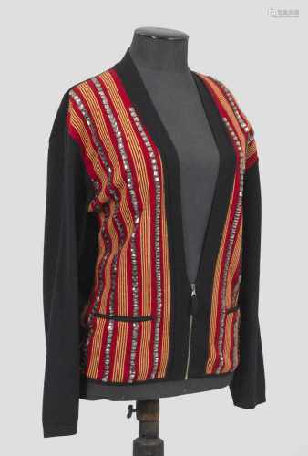 Vintage Designer Cardigan von Jean Paul GaultierSchwarze, rote und gelbe Wolle, teilw. in