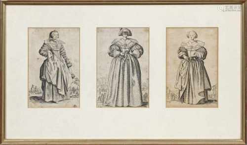 Jacques Callot(1592 Nancy - 1635 ebenda)Drei Blätter aus der Folge 