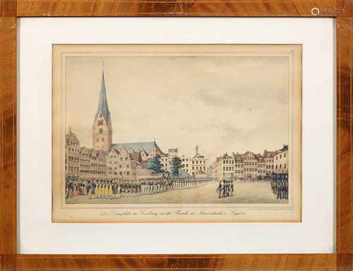 Vier seltene Hamburg-Ansichten von Peter Suhr(1788 Hamburg - 1857 ebenda)Altkolorierte