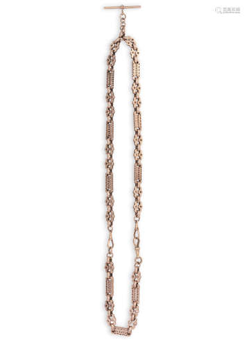 A ROSE-GOLD NECKLACE, composed of fancy openwork-links, in 9K rose gold, length 68cm
