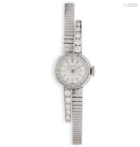 A LADY'S GOLD AND DIAMOND COCKTAIL WATCH BY JUVENIA CIRCA 1960, the signed small circular dial