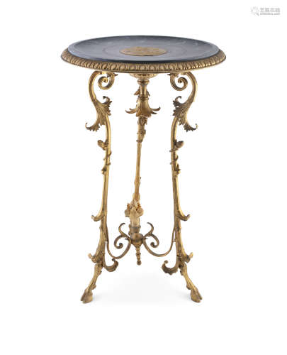 ***PLEASE NOTE THE ESTIMATE SHOULD READ €1,000 - 1,500***A FRENCH GILT BRONZE AND MARBLE TOP OCCASI