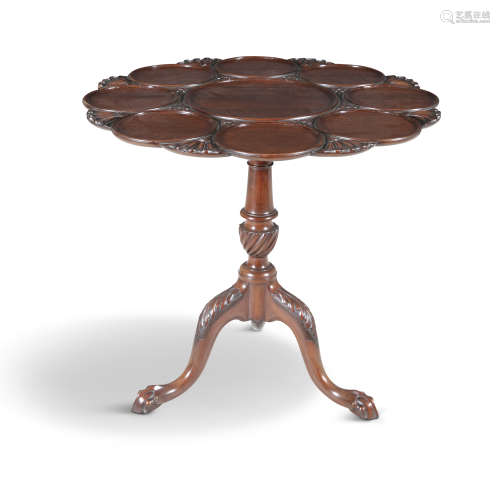 A GEORGIAN STYLE MAHOGANY TILT-TOP TABLE, of circular form with central circular reserve,