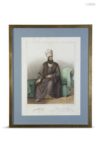 MIZRA ABDUL HASSAN Envoy Extraordinary from the King of PersiaColour printed engraving by Bartolozzi