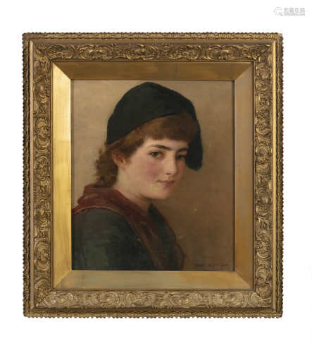 DEWEY BATES (AMERICAN, 1854-1899)Bust Portrait of a YouthOil on canvas37.5 x 32 cm (14.75 x 12.5