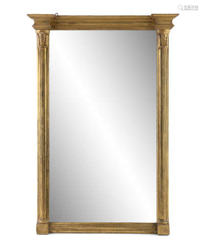A 19TH CENTURY GILTWOOD PIER MIRROR, of upright rectangular form. 79cm high, 53cm wide (mirror plate