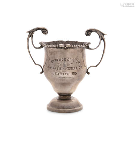 A 1916 Defence of Trinity College silver presentation cup issued by West & Son, Dublin and bearing