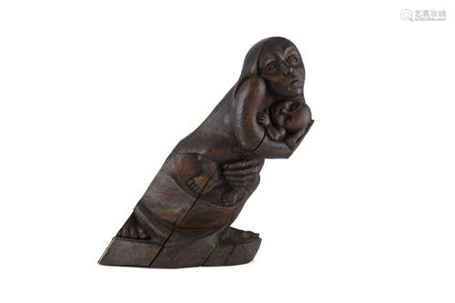 IRISH SCHOOLMother and ChildCarved timber group, 54.5cm high