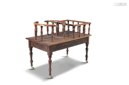 A 19TH CENTURY MAHOGANY PLATE AND CUTLERY STAND, of rectangular shape with spindle turned