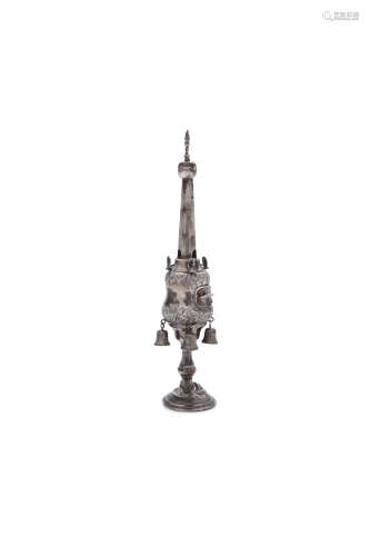 A SILVER HAVDALAH SPICE TOWER, London c.1928, maker's mark possibly that of Morris Salkind, the