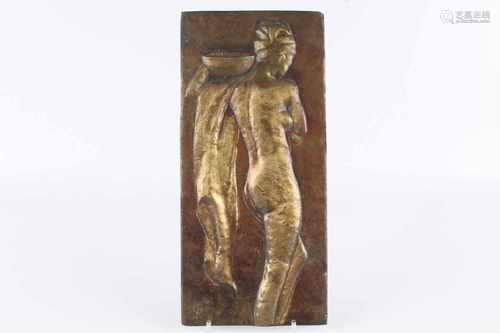 Bronze Jugendstil Frauenakt Relief - Monogrammist um 1920,Bronzerelief, 29,5 x 14 cm, u. links