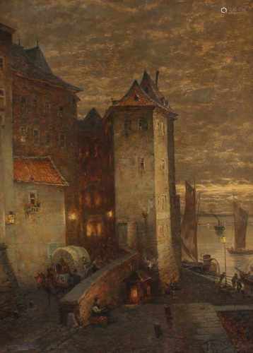 Fritz BEINKE (1842-1907) Das alte Kohlentor in Düsseldorf datiert 1898,Öl/Leinwand, Düsseldorfer