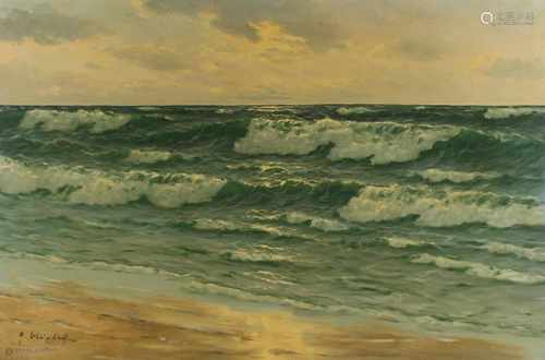 Gerhard LUKAS-LARSEN (1911-1965) Strand mit Meerblick 75x105cm,Öl/Leinwand, Düsseldorfer Maler,