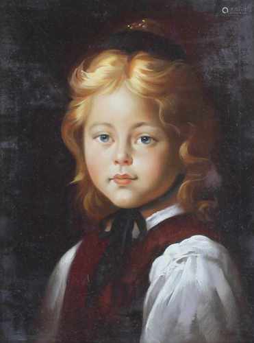 Porträtist des 20. Jahrhunderts, Portrait eines jungen Mädchens in Volkstracht, Öl/Leinwand, Gemälde